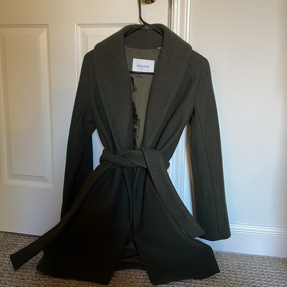 Babaton wrap coat, dark green